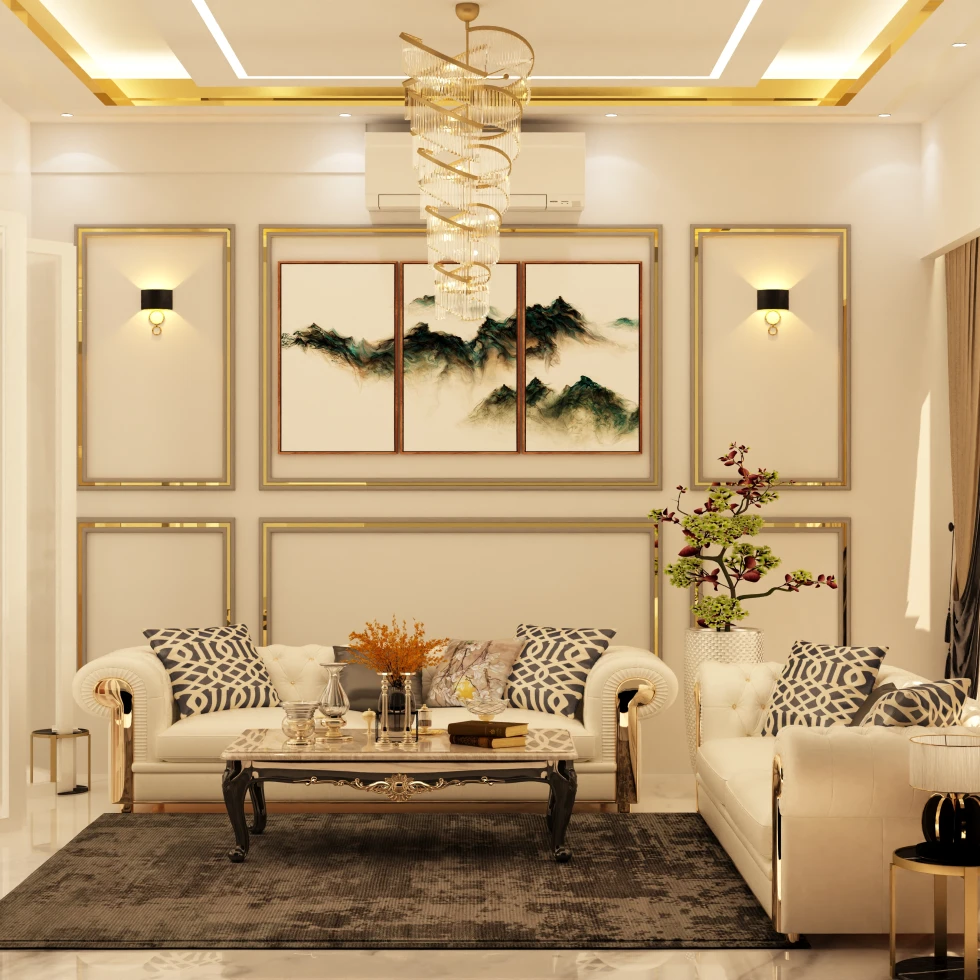 modern outdoor interior design for commercial property with greenery and seating area